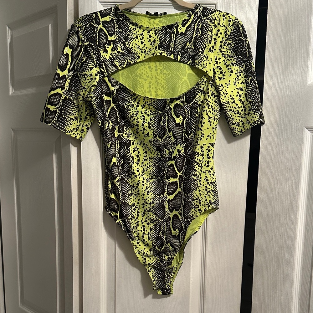 Guess Snake Print LIKE NEW Bodysuit - Black and Neon Yellow